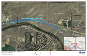 A map of the secondary access road in Evansville, Wyoming. WLC Engineering and Surveying provided grants writing to secure funding for the project.