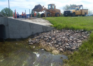 rip rap on stream for erosion control at wyoming womens center